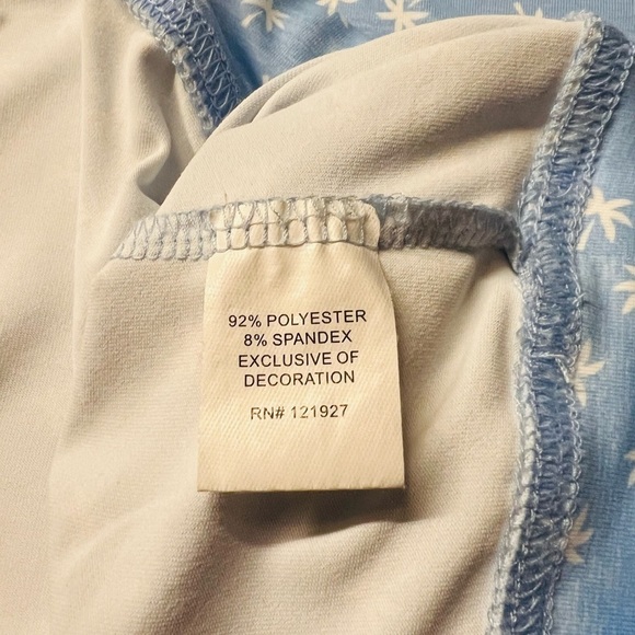 JOHNNIE-O MEN’S LIGHT BLUE PALM PRINT 1/4 ZIP PULLOVER SURF SWIM TOP SIZE MEDIUM - Picture 6 of 9